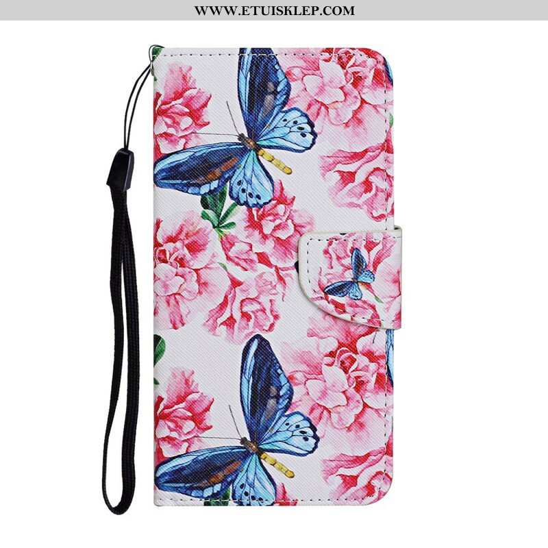 Etui Folio do iPhone 13 Pro Mistrzowskie Motyle Ze Smyczą